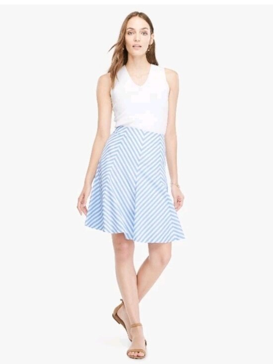 Ann Taylor Dresses & Skirts - Ann Taylor Striped Poplin Flare Midi Skirt In Vista Size 14 NWOT